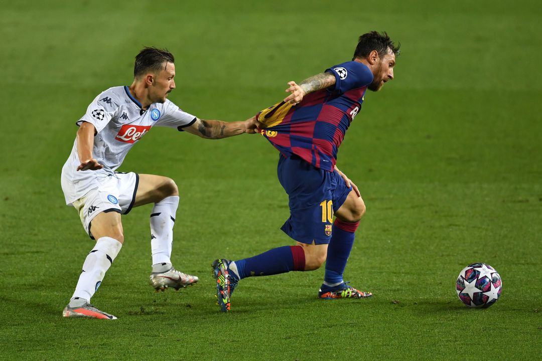 Messi, durante el partido de Champions contra el Nápoles. Messi, durante el partido de Champions contra el Nápoles.