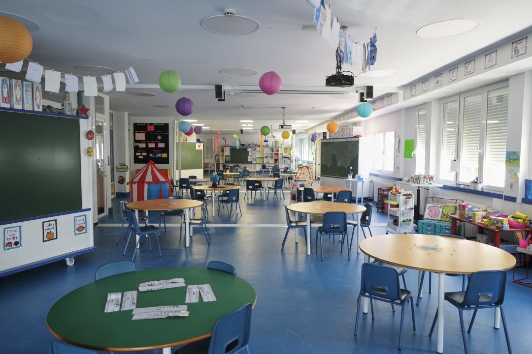 Imagen de un aula escolar de Aluche en mayo de este año. Imagen de un aula escolar de Aluche en mayo de este año.