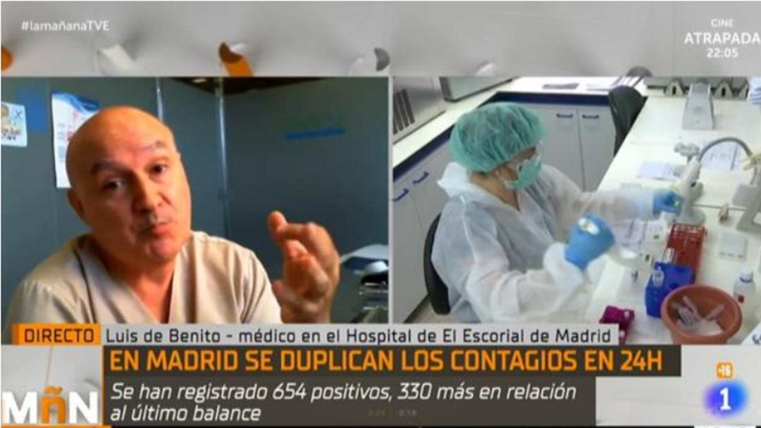 Un médico niega la situación preocupante por el aumento de contagios de coronavirus, en TVE. Un médico niega la situación preocupante por el aumento de contagios de coronavirus, en TVE.