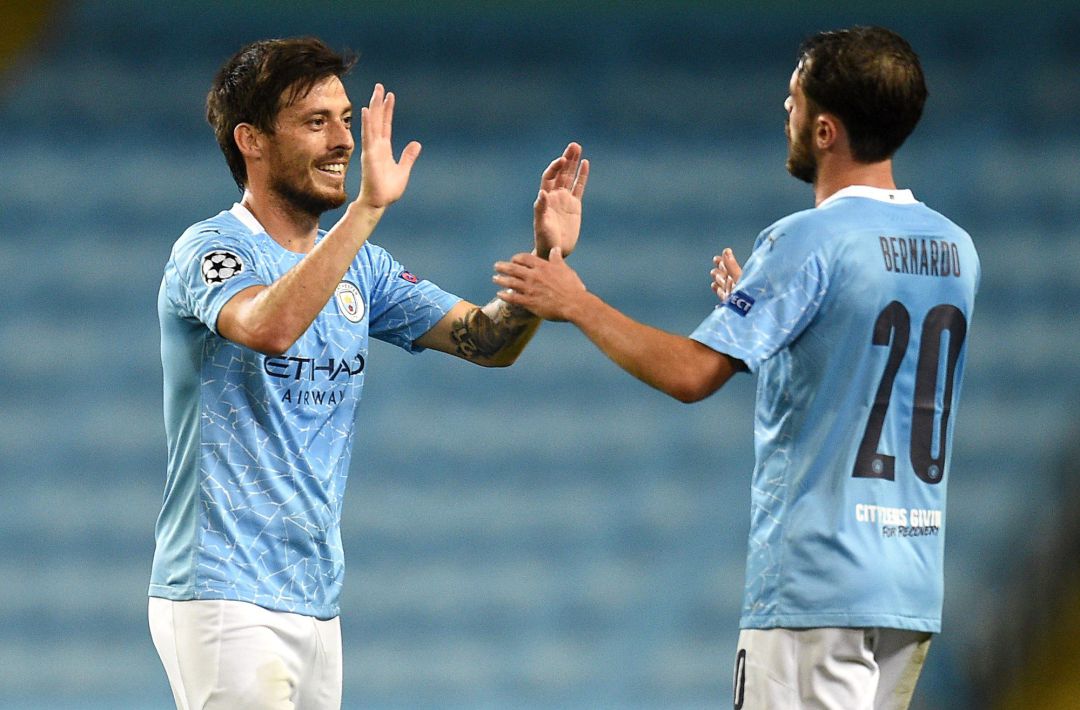 David Silva celebra junto a su compañero Bernardo Silva su victoria ante el Real Madrid en el Etihad Stadium David Silva celebra junto a su compañero Bernardo Silva su victoria ante el Real Madrid en el Etihad Stadium