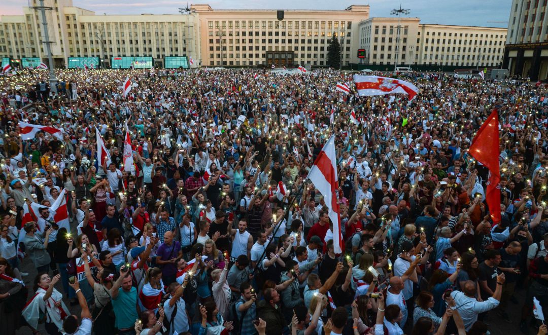 Protestas en las calles de Minsk (Bielorrusia) por el resultado electoral Protestas en las calles de Minsk (Bielorrusia) por el resultado electoral