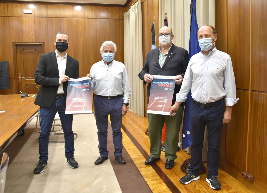 Máis de 160 deportistas daranse cita na VI edición do Ourense Termal Athletics Meeting. Eladio Gómez, coordinador xeral de Ourense Termal, Rosendo Fernández, vicepresidente da Deputación de Ourense, Alfonso Mandado, director da área de benestar, saude e deporte da Universidade de Vigo, Mario Guede, concelleiro de deportes do Concello de Ourense Máis de 160 deportistas daranse cita na VI edición do Ourense Termal Athletics Meeting. Eladio Gómez, coordinador xeral de Ourense Termal, Rosendo Fernández, vicepresidente da Deputación de Ourense, Alfonso Mandado, director da área de benestar, saude e deporte da Universidade de Vigo, Mario Guede, concelleiro de deportes do Concello de Ourense