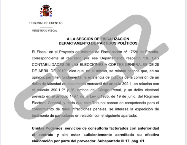 Parte del documento al que ha tenido acceso la SER. Parte del documento al que ha tenido acceso la SER.