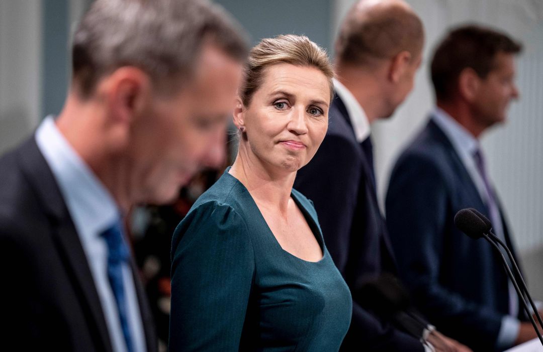 La primera ministra danesa Mette Frederiksen durante una conferencia. La primera ministra danesa Mette Frederiksen durante una conferencia.