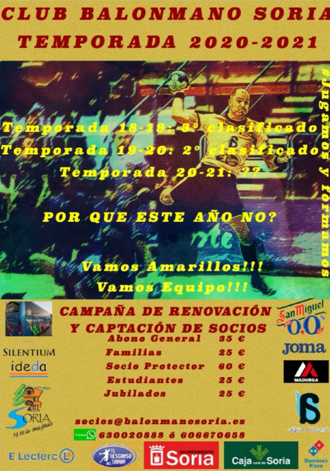 Cartel de la campaña de abonados del BM Soria. Cartel de la campaña de abonados del BM Soria.