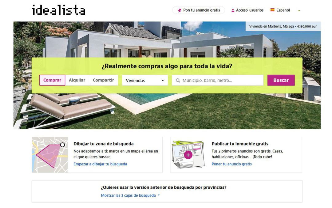Página de inicio de Idealista Página de inicio de Idealista