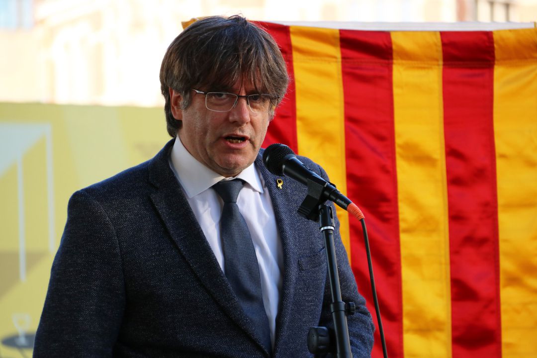 Puigdemont durante el acto de celebración de la Diada en Bélgica. Puigdemont durante el acto de celebración de la Diada en Bélgica.