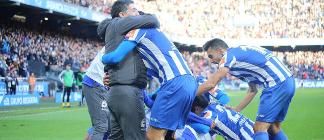 Celebración de un gol en Riazor Celebración de un gol en Riazor
