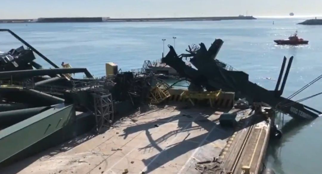 Imagen del accidente en el puerto de València Imagen del accidente en el puerto de València