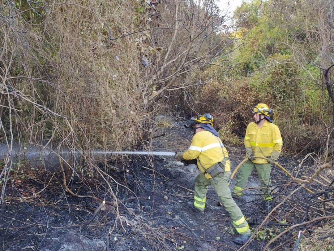Efectivos luchan contra el fuego. Efectivos luchan contra el fuego.
