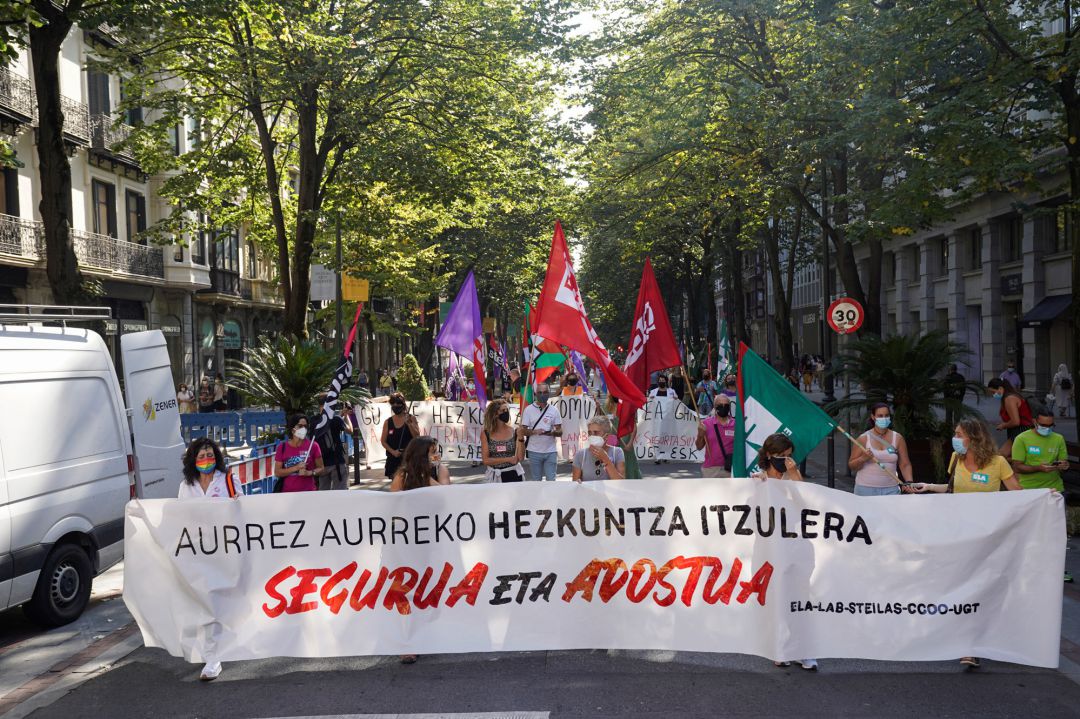 Momento de la manifestación en Bilbao. Momento de la manifestación en Bilbao.