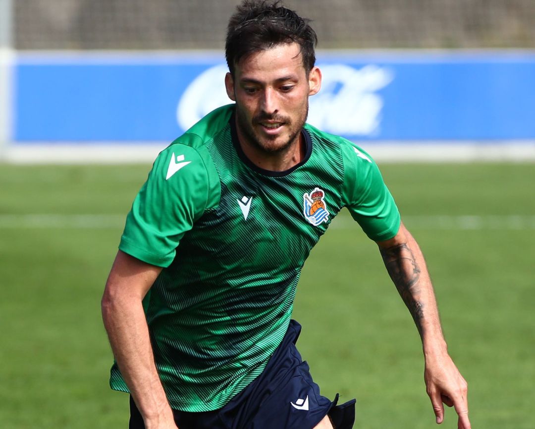 David Silva en su primer entrenamiento en Zubieta David Silva en su primer entrenamiento en Zubieta
