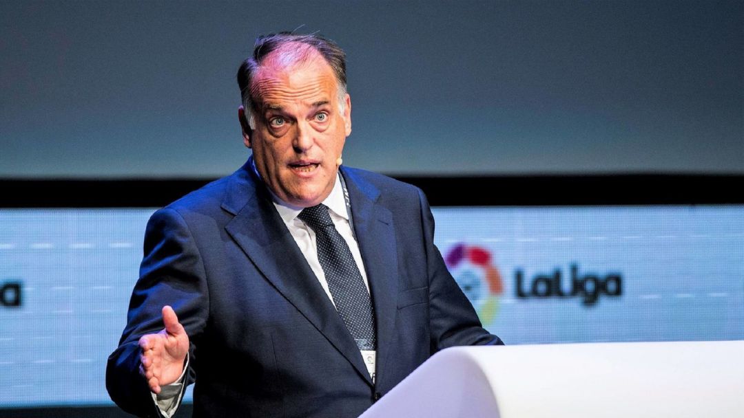 Javier Tebas en un acto en la sede de la Liga Javier Tebas en un acto en la sede de la Liga