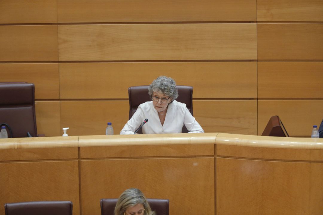 La administradora provisional única de RTVE, Rosa María Mateo, durante su comparecencia en el Senado en Comisión Mixta de Control Parlamentario de la Corporación RTVE, en Madrid (España), a 26 de junio de 2020. La administradora provisional única de RTVE, Rosa María Mateo, durante su comparecencia en el Senado en Comisión Mixta de Control Parlamentario de la Corporación RTVE, en Madrid (España), a 26 de junio de 2020.