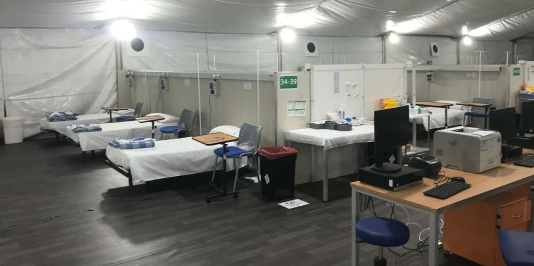 El hospital de campaña de Fuenlabrada estuvo activo entre finales de marzo y finales de abril. El hospital de campaña de Fuenlabrada estuvo activo entre finales de marzo y finales de abril.