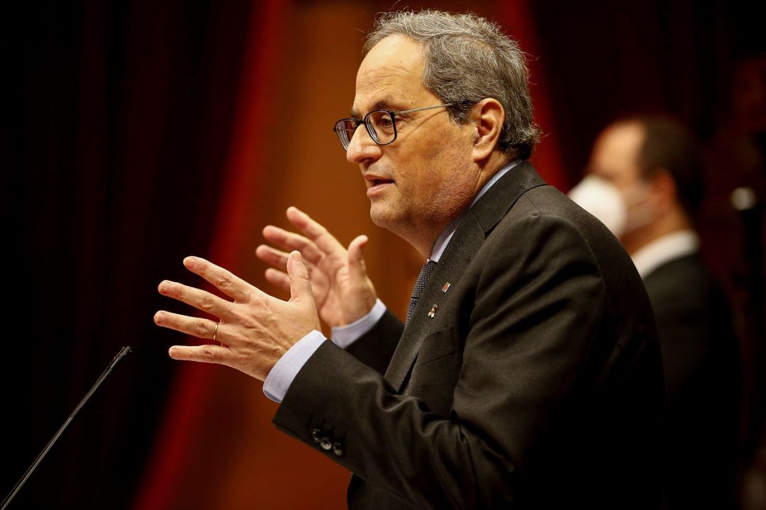 Quim Torra durant la seva primera intervenció al debat Quim Torra durant la seva primera intervenció al debat