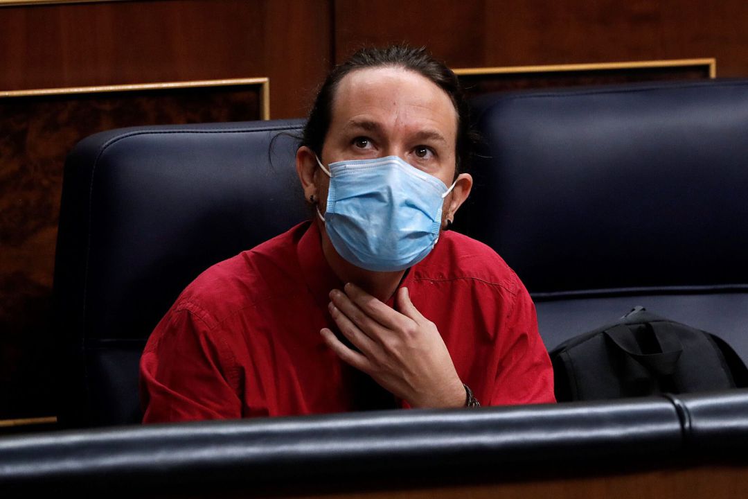El vicepresidente segundo del Gobierno, Pablo Iglesias, durante la sesión de control al Ejecutivo que se celebra este miércoles en el Congreso. El vicepresidente segundo del Gobierno, Pablo Iglesias, durante la sesión de control al Ejecutivo que se celebra este miércoles en el Congreso.