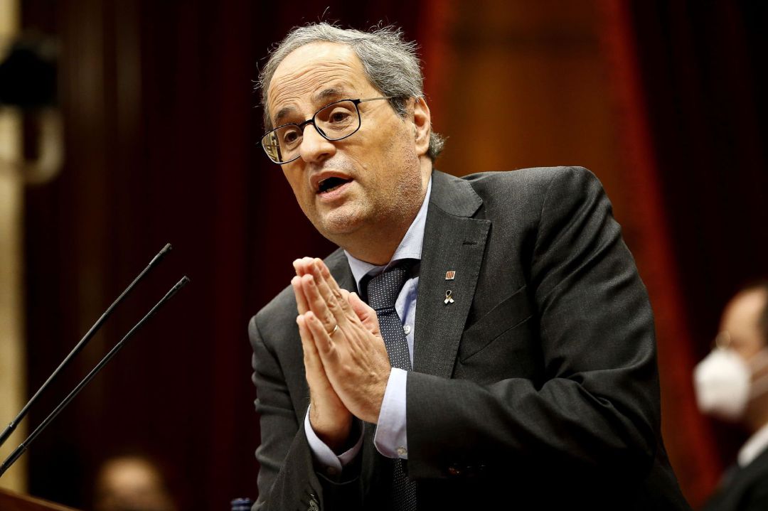 El presidente de la Generalitat, Quim Torra, durante su intervención en el debate de política general que anualmente celebra el Parlament de Cataluña, este miércoles. El presidente de la Generalitat, Quim Torra, durante su intervención en el debate de política general que anualmente celebra el Parlament de Cataluña, este miércoles.
