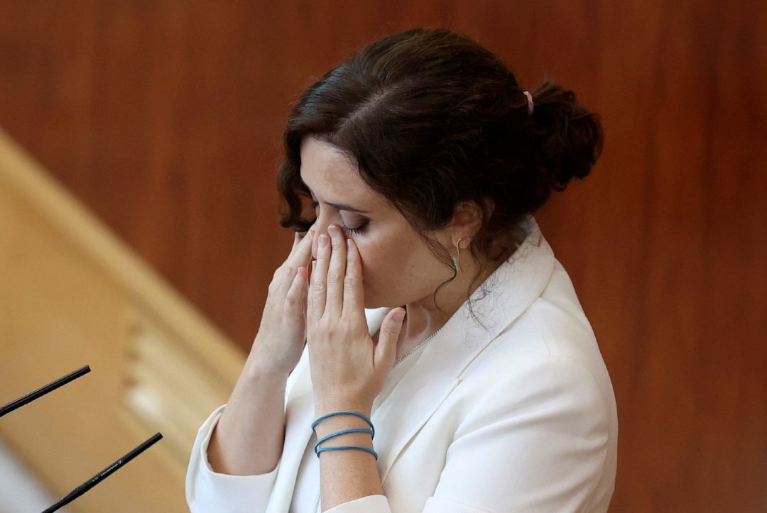 La presidenta de la Comunidad de Madrid, Isabel Díaz Ayuso, durante su intervención en la segunda sesión del debate sobre el estado de la región, celebrada este martes en la Asamblea de Madrid. La presidenta de la Comunidad de Madrid, Isabel Díaz Ayuso, durante su intervención en la segunda sesión del debate sobre el estado de la región, celebrada este martes en la Asamblea de Madrid.