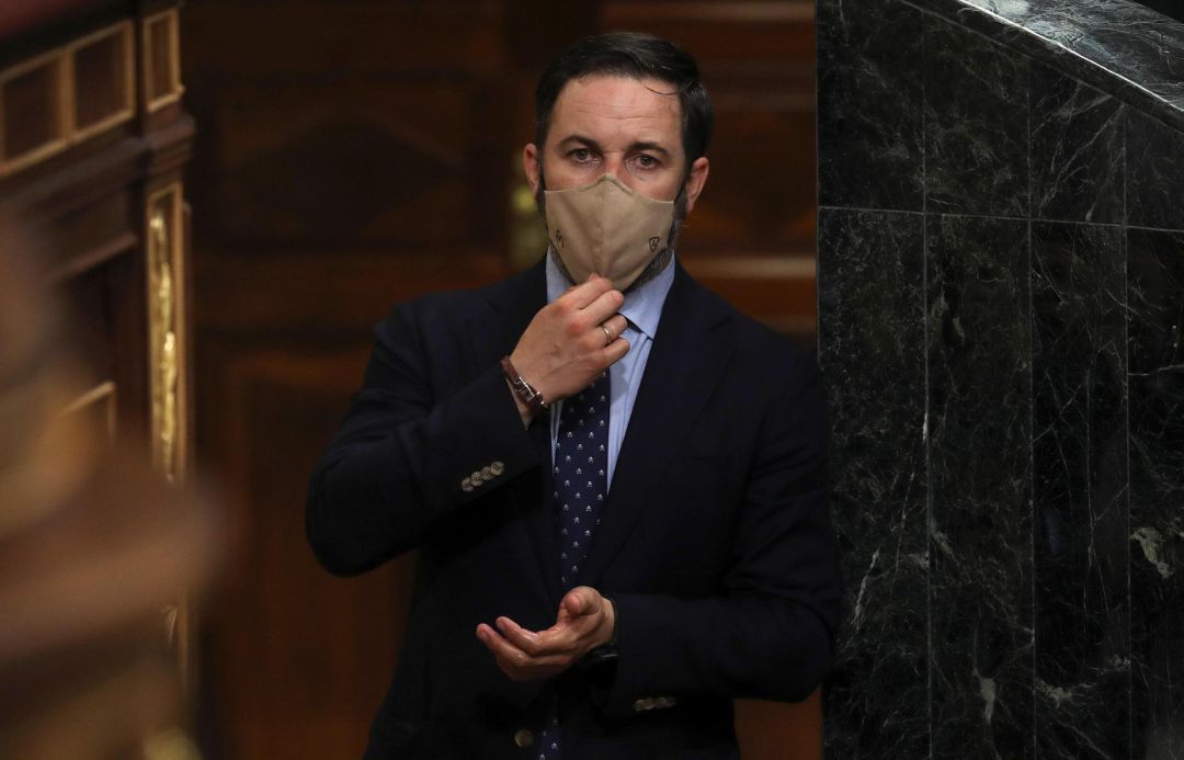 El presidente de Vox, Santiago Abascal, durante un pleno del Congreso de los Diputados. El presidente de Vox, Santiago Abascal, durante un pleno del Congreso de los Diputados.