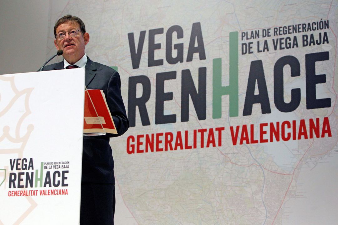 El president de la Generalitat, Ximo Puig, durante la presentación del Plan Vega Renhace, justo cuando se cumple un año de la DANA que asoló la comarca. El president de la Generalitat, Ximo Puig, durante la presentación del Plan Vega Renhace, justo cuando se cumple un año de la DANA que asoló la comarca.