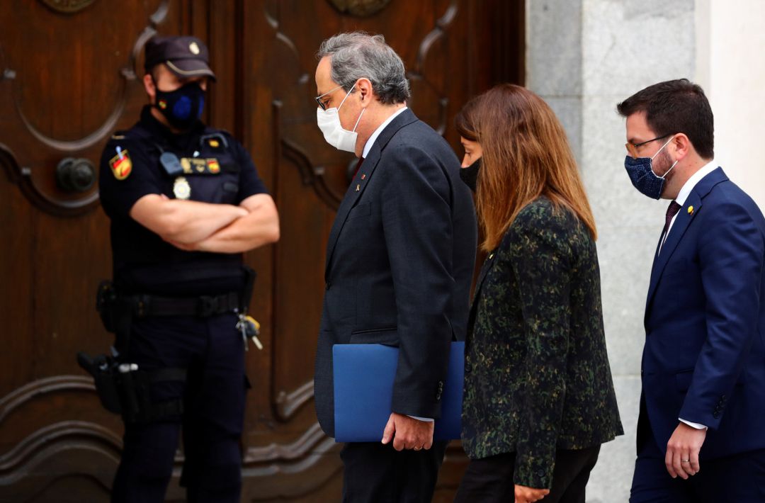Torra llega al Supremo acompañado de Meritxell Budó y Pere Aragonès Torra llega al Supremo acompañado de Meritxell Budó y Pere Aragonès