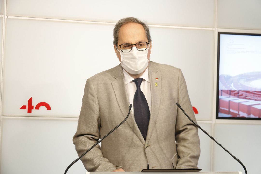 El 'president' del Govern, Quim Torra, en rueda de prensa este viernes. El 'president' del Govern, Quim Torra, en rueda de prensa este viernes.