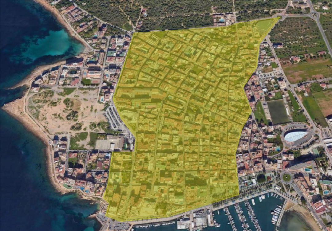 Imagen de la zona afectada por las restricciones en Sant Antoni Imagen de la zona afectada por las restricciones en Sant Antoni