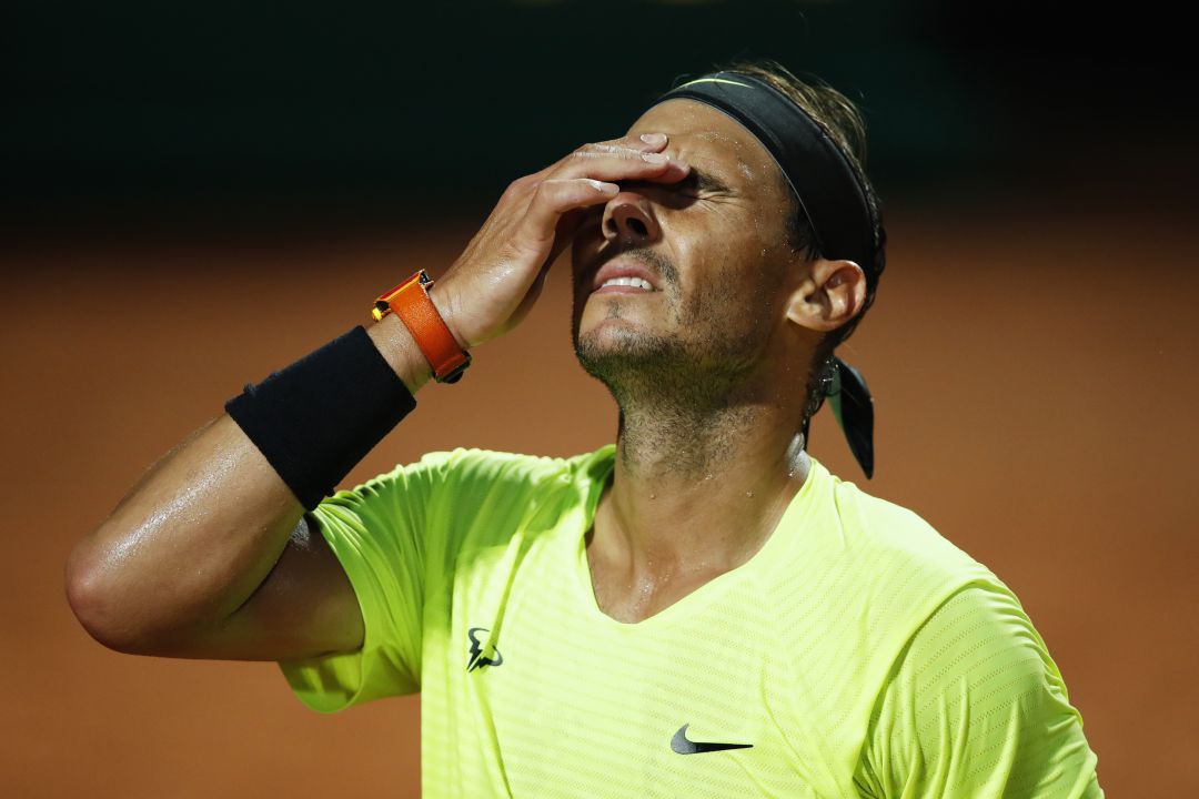 Rafa Nadal se lamenta tras un punto en el Foro Itálico Rafa Nadal se lamenta tras un punto en el Foro Itálico