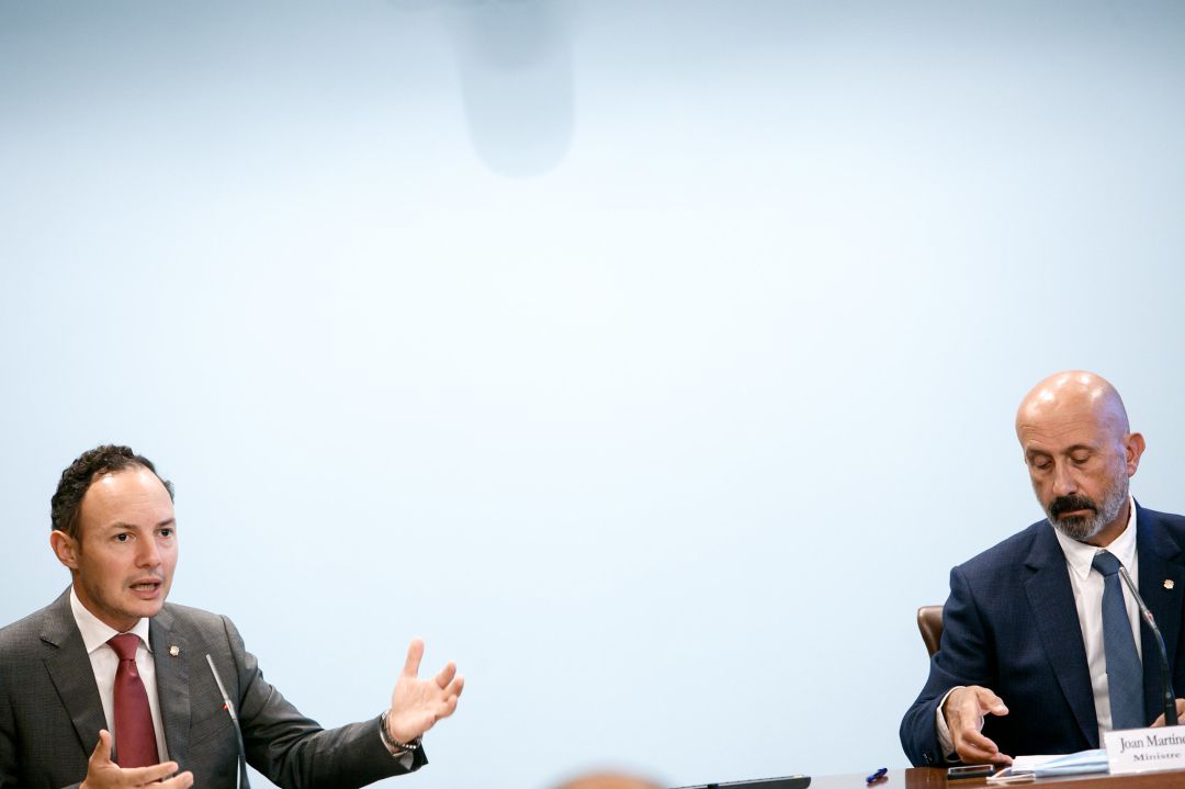 El cap de Govern, Xavier Espot, i el ministre de Salut, Joan Martínez Benazet. El cap de Govern, Xavier Espot, i el ministre de Salut, Joan Martínez Benazet.