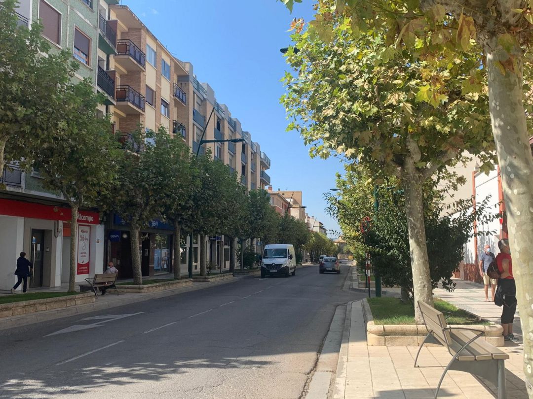 Paseo del Muro de Ejea de los Caballeros, una de las calles principales y de entrada y salida de esta localidad Paseo del Muro de Ejea de los Caballeros, una de las calles principales y de entrada y salida de esta localidad
