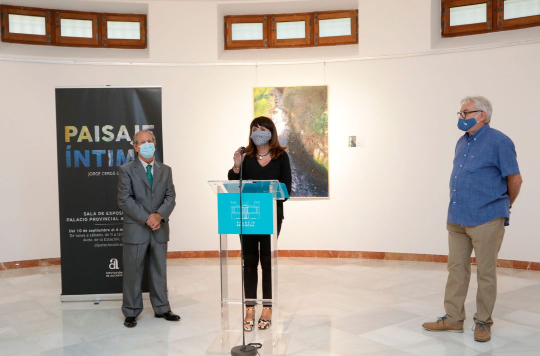 Jorge Cerdá Gironés, Julia Parra y José Luis Antequera en la presentación de la muestra Jorge Cerdá Gironés, Julia Parra y José Luis Antequera en la presentación de la muestra