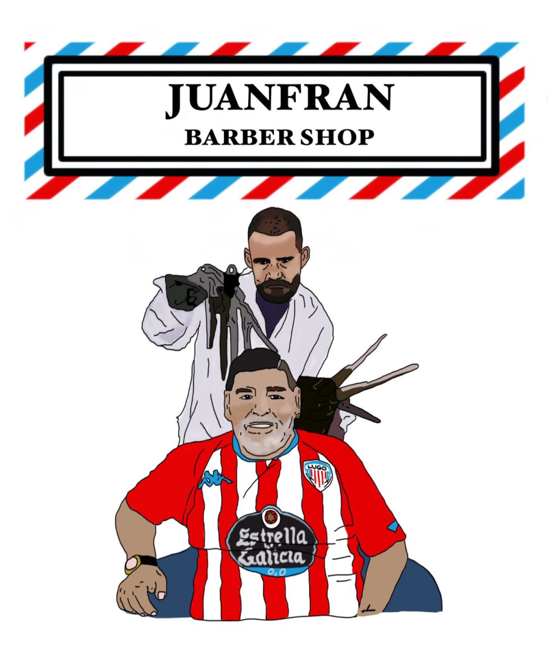Ilustración de Pablo del Valle na que representa a Juanfran Garcia coma Eduardo manos tesoiras Ilustración de Pablo del Valle na que representa a Juanfran Garcia coma Eduardo manos tesoiras