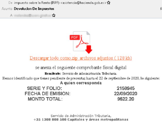 Así es el correo en cuestión. Así es el correo en cuestión.