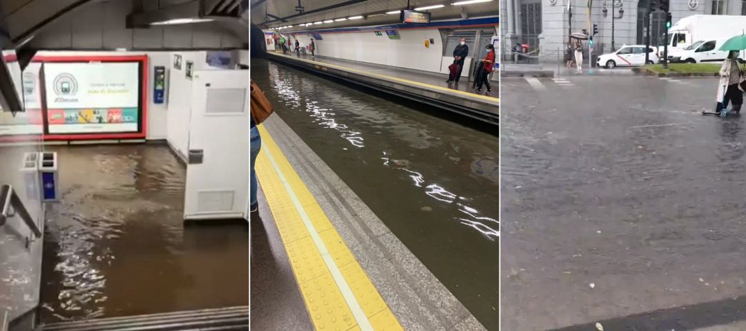 Imágenes de varias estaciones del Metro de Madrid inundadas. Imágenes de varias estaciones del Metro de Madrid inundadas.