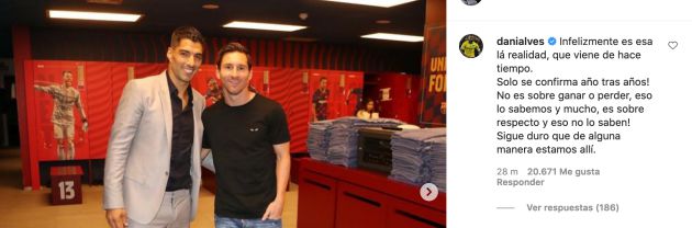 Captura de pantalla en la publicación de Messi Captura de pantalla en la publicación de Messi