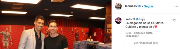Captura de pantalla de la publicación de Messi Captura de pantalla de la publicación de Messi