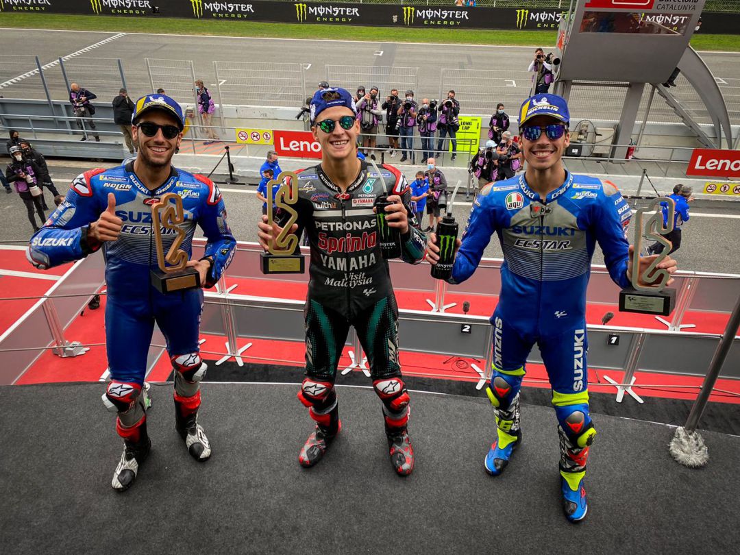 Joan Mir celebra su segunda posición en Montmeló. Joan Mir celebra su segunda posición en Montmeló.