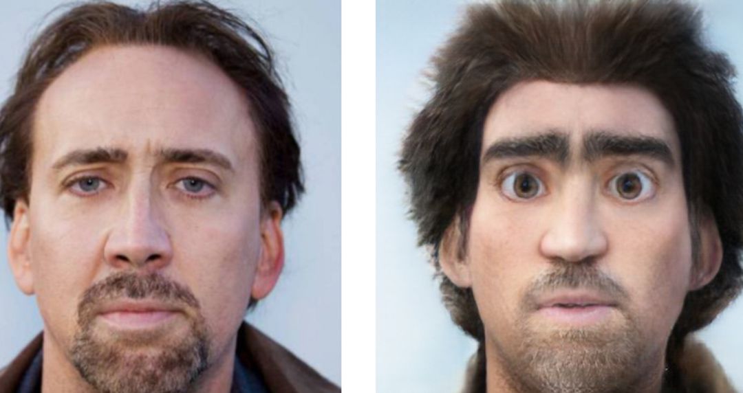 Nicolas Cage y su versión animada. Nicolas Cage y su versión animada.