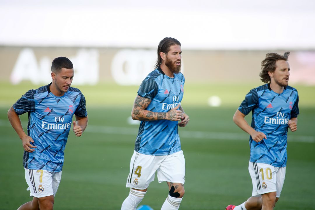 Hazard, junto a Sergio Ramos y Modric Hazard, junto a Sergio Ramos y Modric