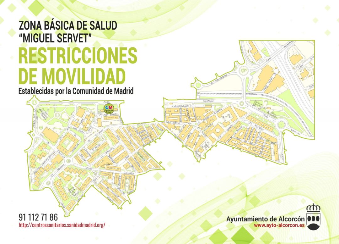 Mapa de las restricciones de movilidad en la zona básica de salud "Miguel Servet" de Alcorcón Mapa de las restricciones de movilidad en la zona básica de salud "Miguel Servet" de Alcorcón