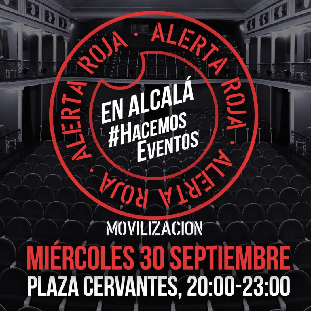 Cartel de Alerta Roja anunciando la movilización en Alcalá de Henares. Cartel de Alerta Roja anunciando la movilización en Alcalá de Henares.