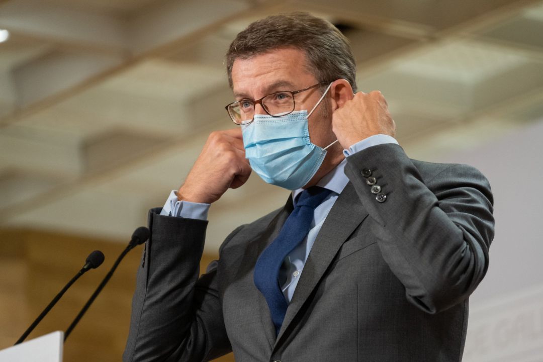 El presidente de la Xunta, Alberto Núñez Feijóo, en la rueda de prensa del Consello de la Xunta del 1 de octubre.
El presidente de la Xunta, Alberto Núñez Feijóo, en la rueda de prensa del Consello de la Xunta del 1 de octubre.