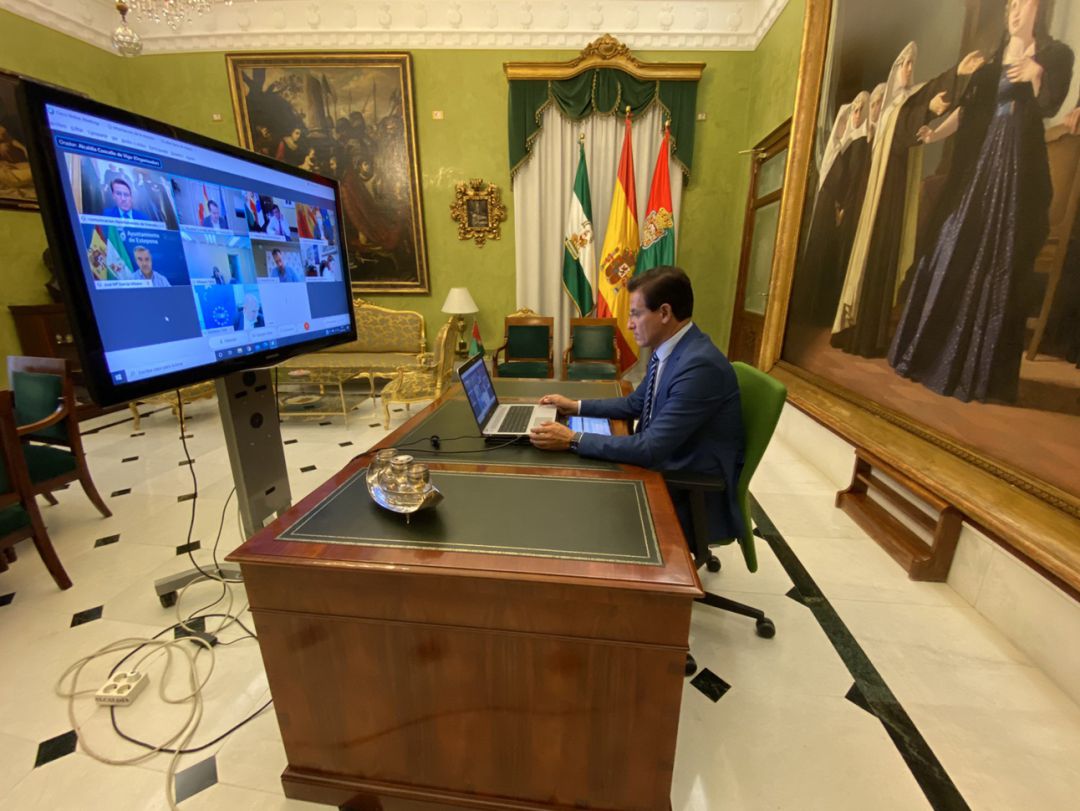 El alcalde de Granada y coordinador provincial de Ciudadanos, Luis Salvador, en una de sus reuniones telemática en el conocido como 'Despacho de la Mariana' en el Ayuntamiento de Granada El alcalde de Granada y coordinador provincial de Ciudadanos, Luis Salvador, en una de sus reuniones telemática en el conocido como 'Despacho de la Mariana' en el Ayuntamiento de Granada