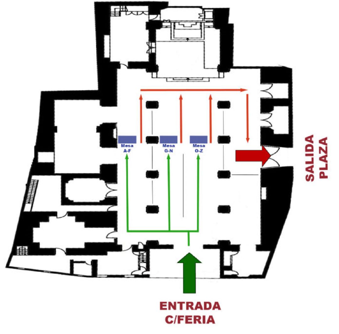 Plano con la organización del cabildo de elecciones que celebra este lunes la Hermandad de La Amargura Plano con la organización del cabildo de elecciones que celebra este lunes la Hermandad de La Amargura