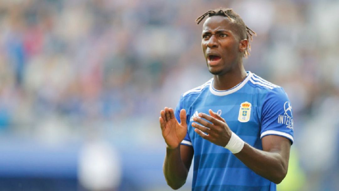 Ibrahima druante un partido en el Carlos Tartiere. Ibrahima druante un partido en el Carlos Tartiere.