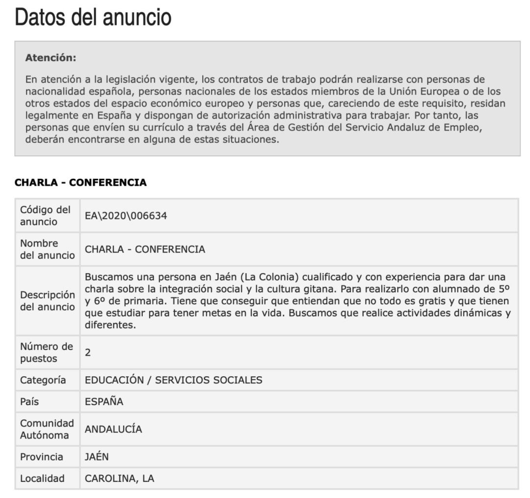 Oferta de trabajo en el Servicio Andaluz de Empleo. Oferta de trabajo en el Servicio Andaluz de Empleo.