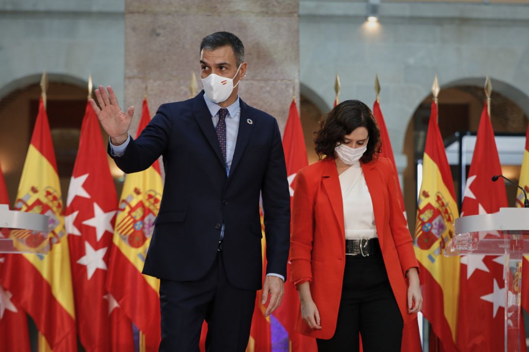 El presidente del Ejecutivo, Pedro Sánchez y la presidenta de la Comunidad de Madrid, Isabel Díaz Ayuso El presidente del Ejecutivo, Pedro Sánchez y la presidenta de la Comunidad de Madrid, Isabel Díaz Ayuso