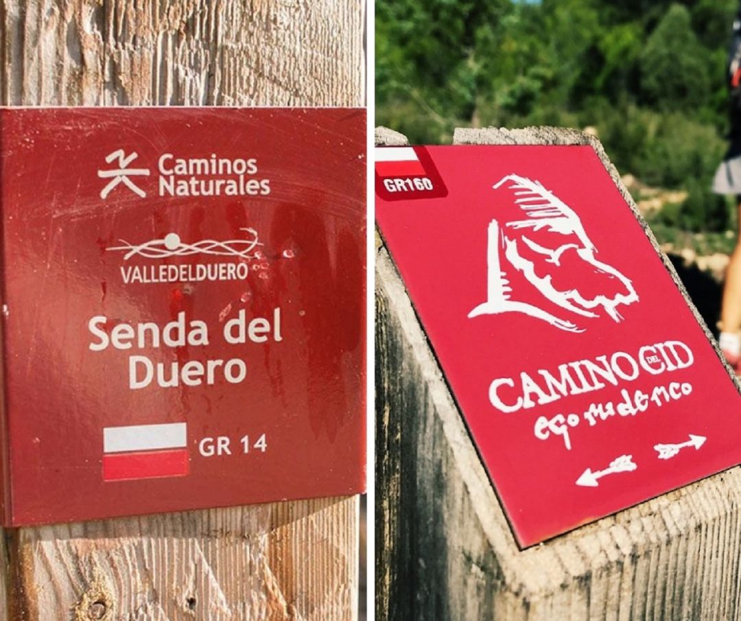 Los indicativos de la Senda del Duero y el Camino del Cid (d). Los indicativos de la Senda del Duero y el Camino del Cid (d).