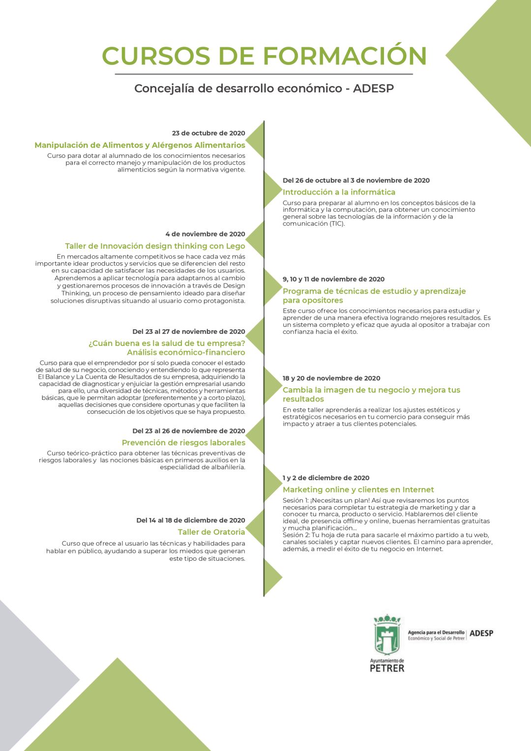 Cursos de formación en Petrer Cursos de formación en Petrer